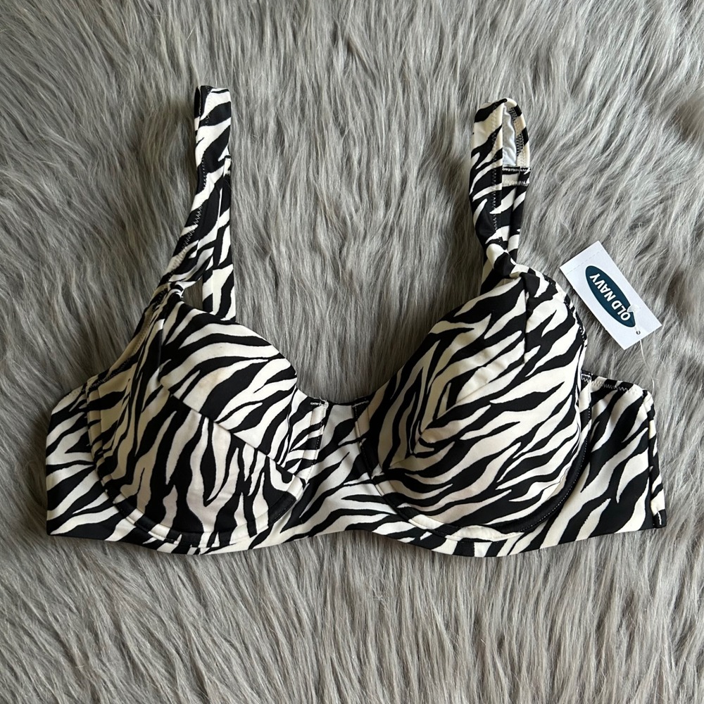 Old Navy Zebra Bikini Top Womens Size Large Swimsuit Lightly Lined Underwire